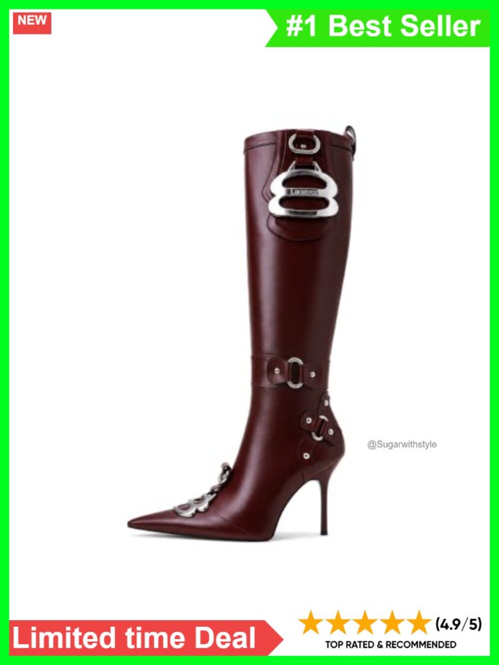 Knee High Crocodile Faux Leather Stiletto Heel Women's Tall Boots Buckle